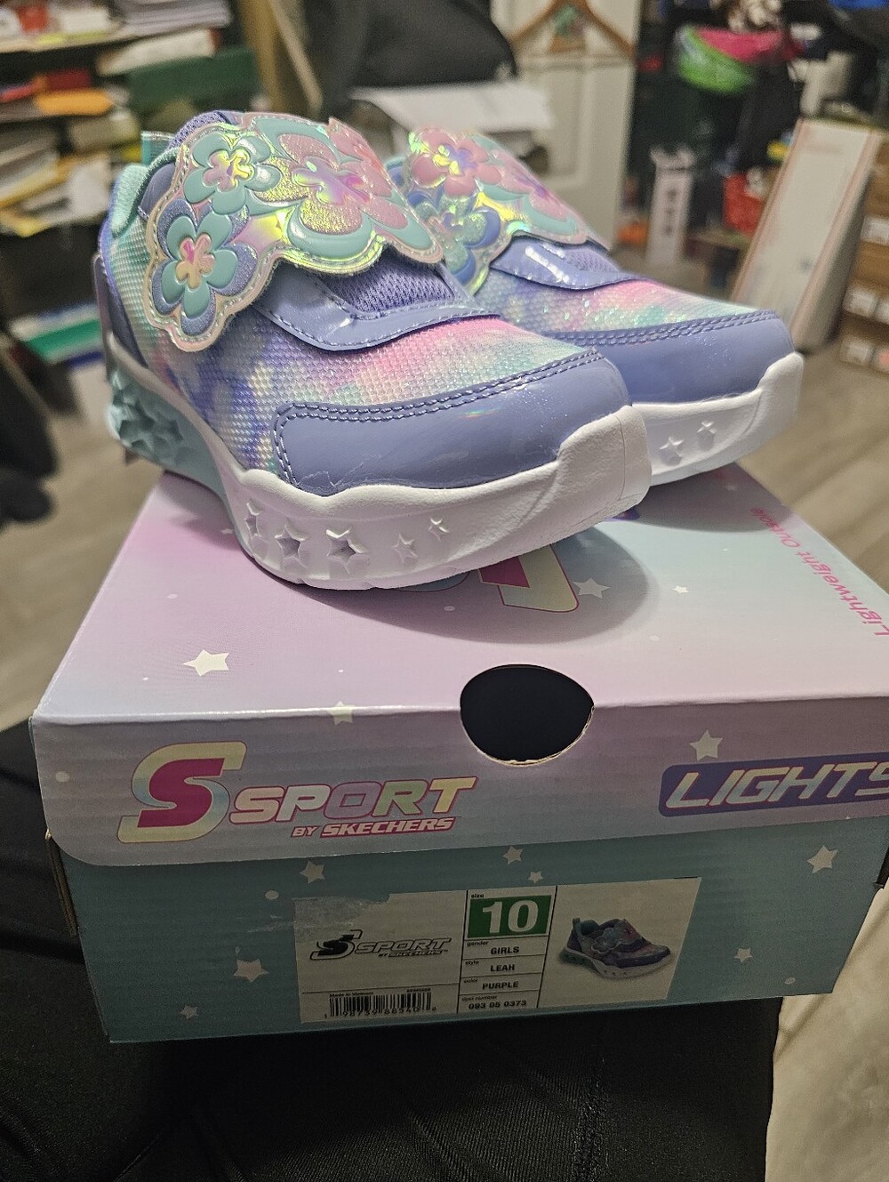 Skechers Kids Light-Up Floral Sneakers - Lavender & Mint Size 10 T, Brand New - Picture 8 of 8